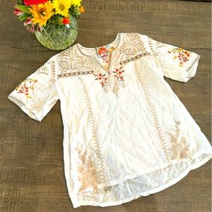 Johnny Was floral embroidered blouse